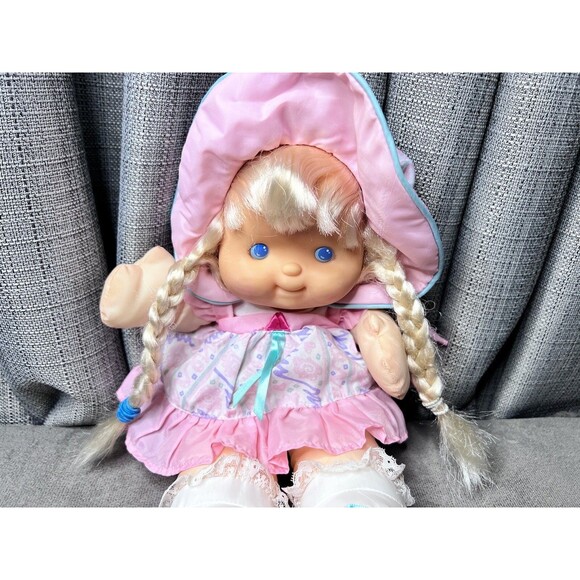 Fisher Price Puffalump Nylon Kids Doll Blonde Blue Eyes Braids Dress 19 Inch - Picture 2 of 11